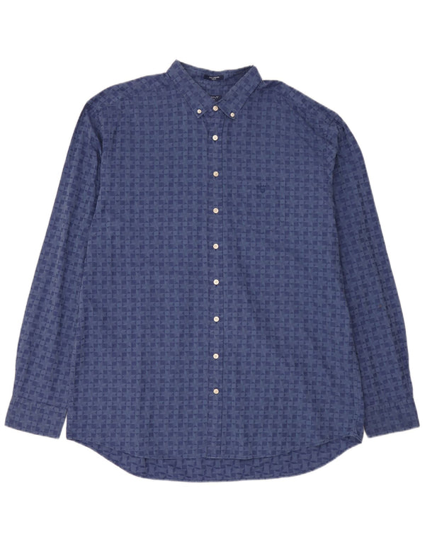 Gant herre Regular Fit skjorte størrelse 47/48 19 3XL blå geometrisk bomuld