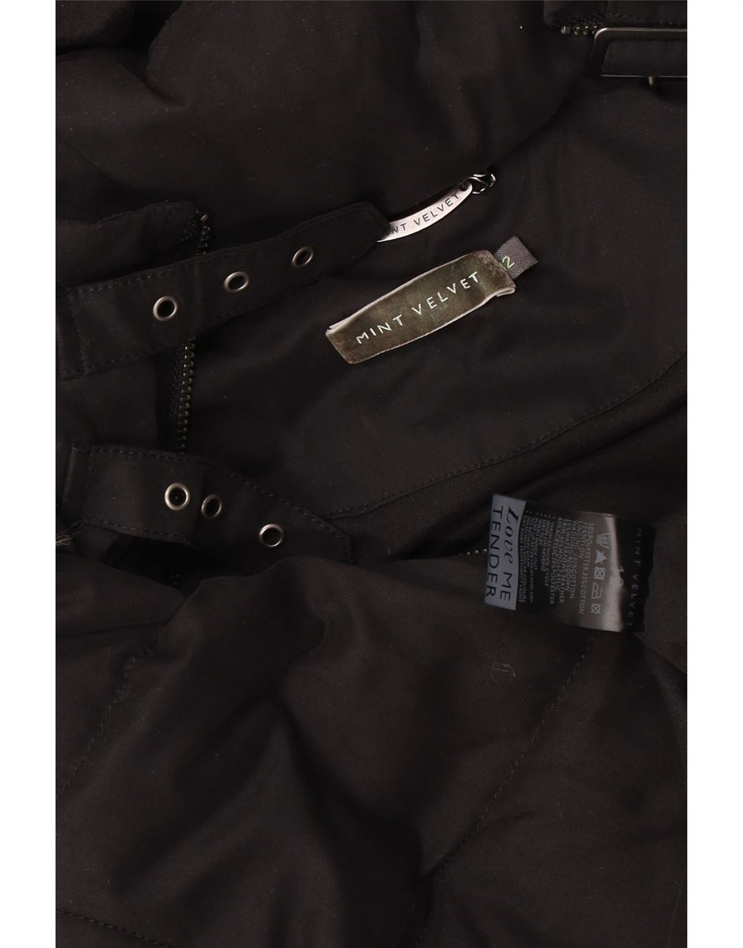 MINT VELVET Dame hætte polstret Gilet UK 12 Medium Black Polyester