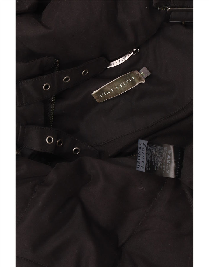 MINT VELVET Dame hætte polstret Gilet UK 12 Medium Black Polyester