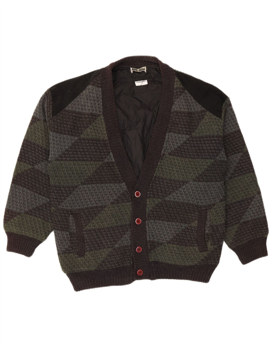 Mark Adam Herre Cardigan Sweater IT 48/50 Medium Grøn Geometrisk Polyacryl