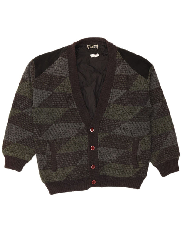 Mark Adam Herre Cardigan Sweater IT 48/50 Medium Grøn Geometrisk Polyacryl