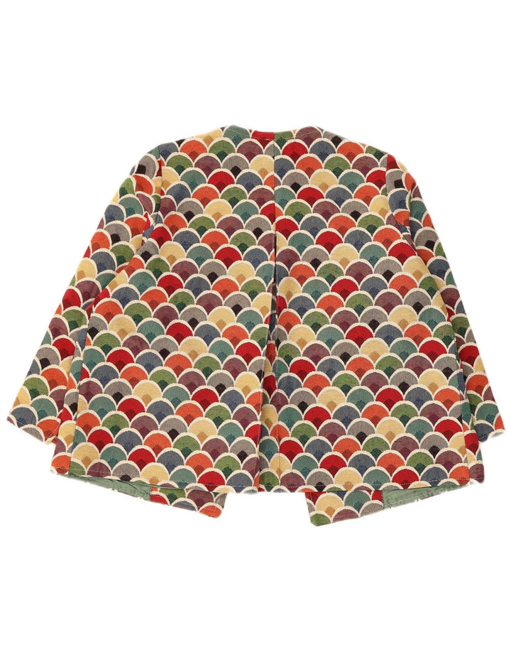 Vintage dame 3/4-ærmet blazerjakke UK 12 Medium Flerfarvet