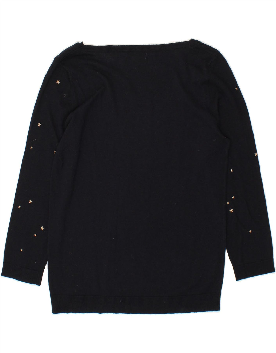 MONSOON Womens Boat Neck Jumper Sweater UK 12 Medium Navy Blue Flecked Vintage Monsoon and Second-Hand Monsoon from Messina Hembry 