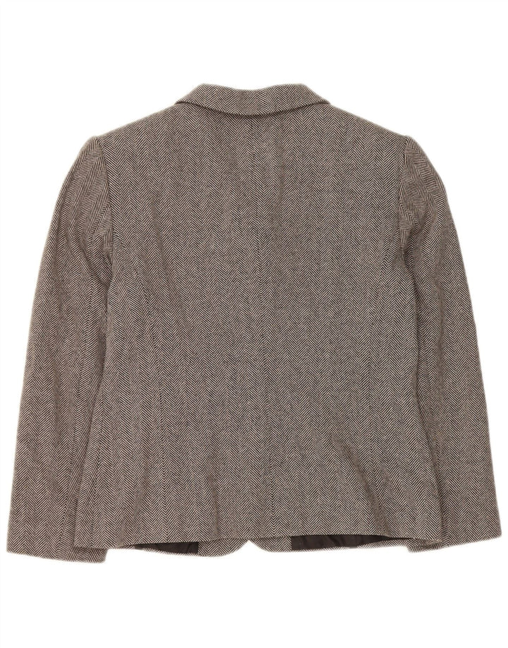 GVB Dame 1 Knap Blazer Jakke UK 14 Stor Grå Sildebensuld