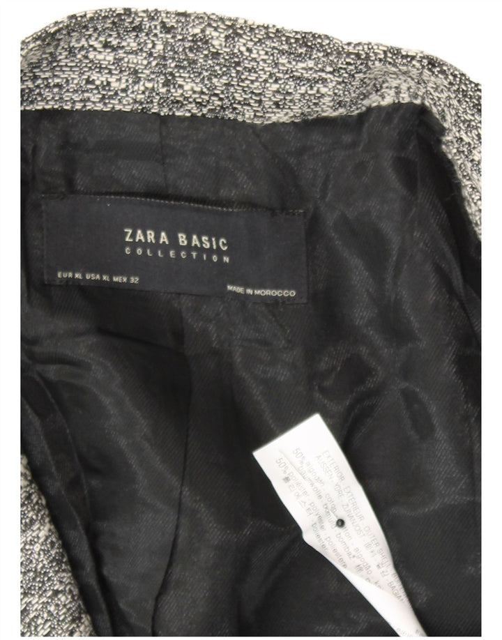 Zara Dame Overfrakke UK 18 XL Grå Flecked Bomuld