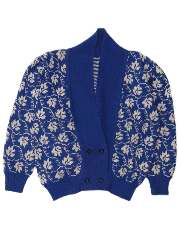 Vintage dame cardigan sweater UK 18 XL blå blomster