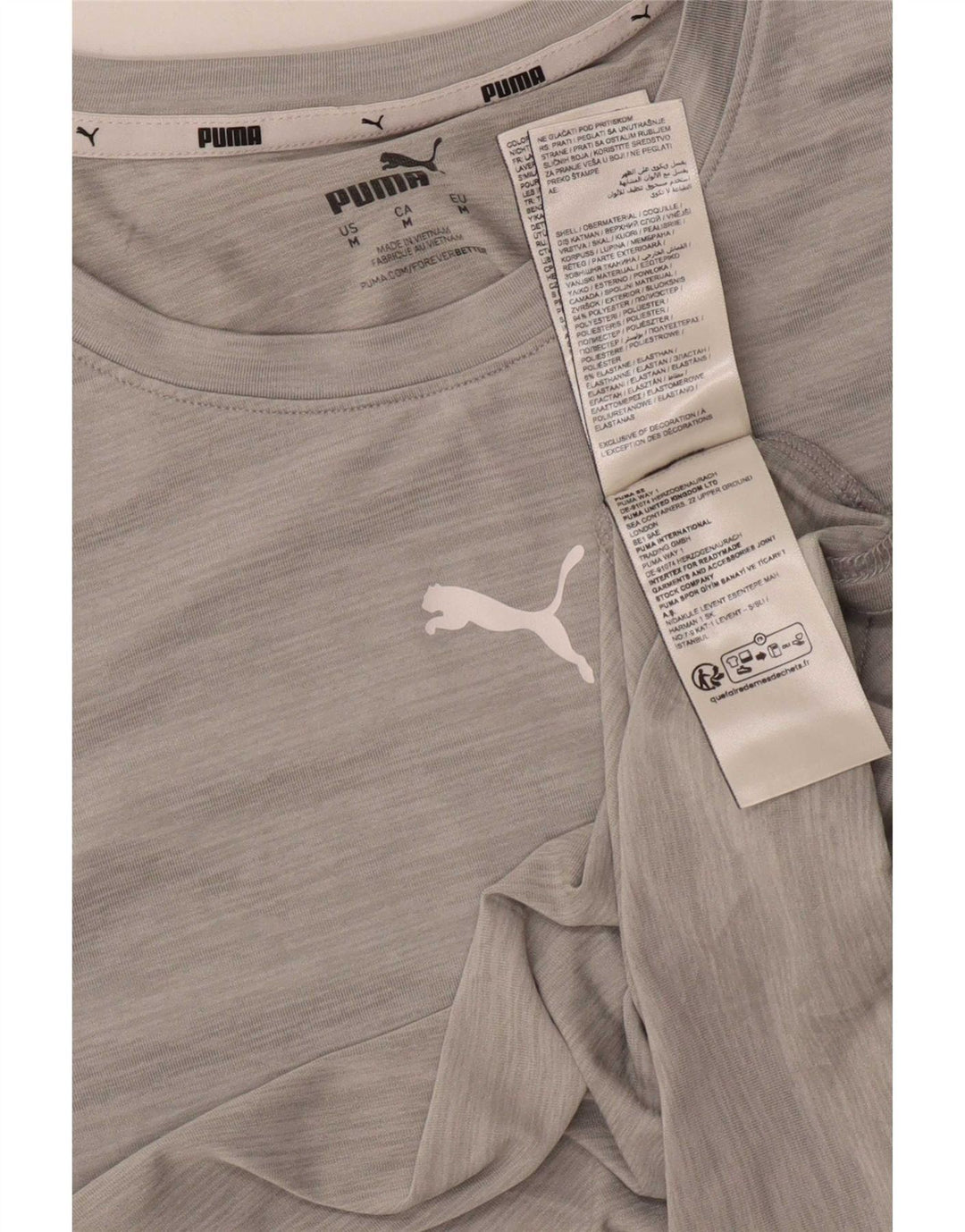 Puma Herre T-Shirt Top Medium Grey Flecked Polyester