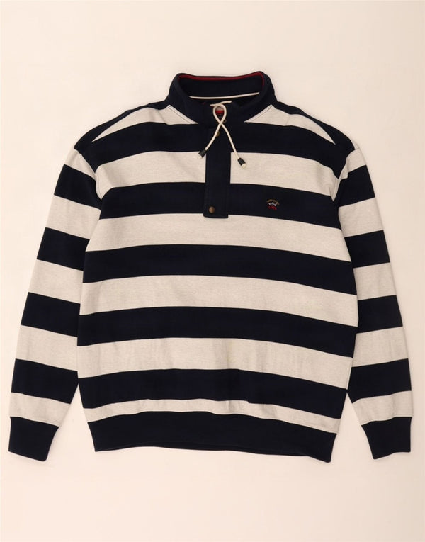 Paul & Shark Herre Yachting Zip Neck Jumper Sweater XL Navy Blue Striped