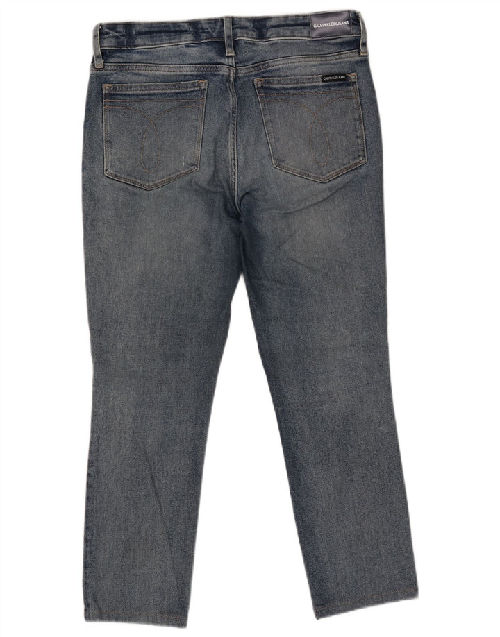 CALVIN KLEIN Herre Distressed Cropped Slim Jeans W30 L25 Blå