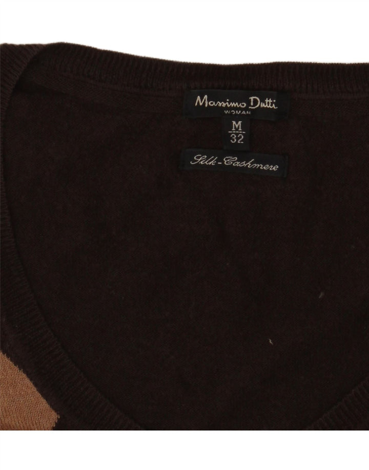 Massimo Dutti Dame V-hals sweater UK 14 Medium Brun