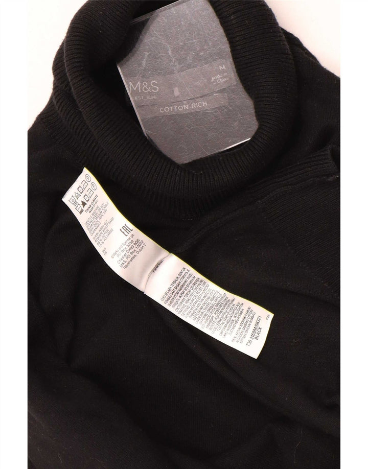 Marks & Spencer Herre Rullehalstrøje Sweater Medium Sort Bomuld