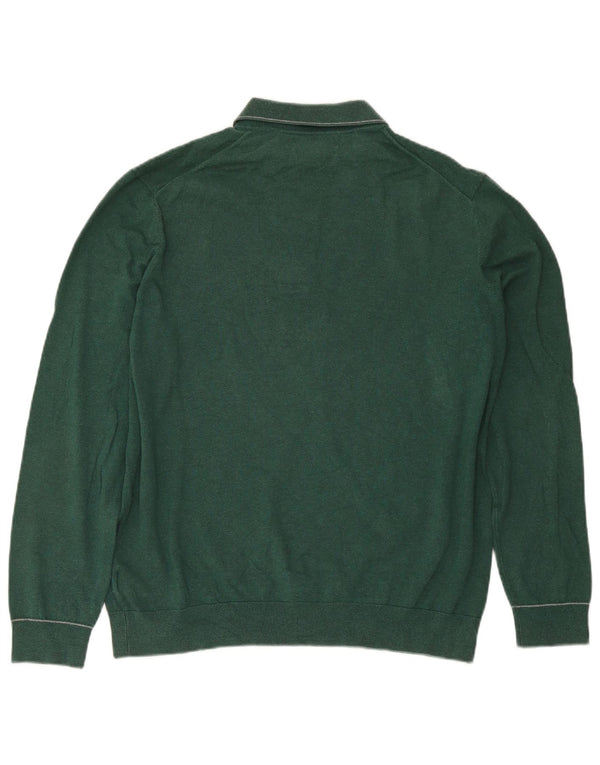 Marks & Spencer Herre Polo Neck Jumper Sweater Stor Grøn Bomuld