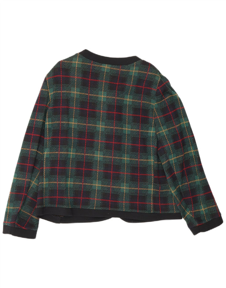 Les Lunis Dame 5 Button Blazer Jacket UK 14 Medium Green Check Wool