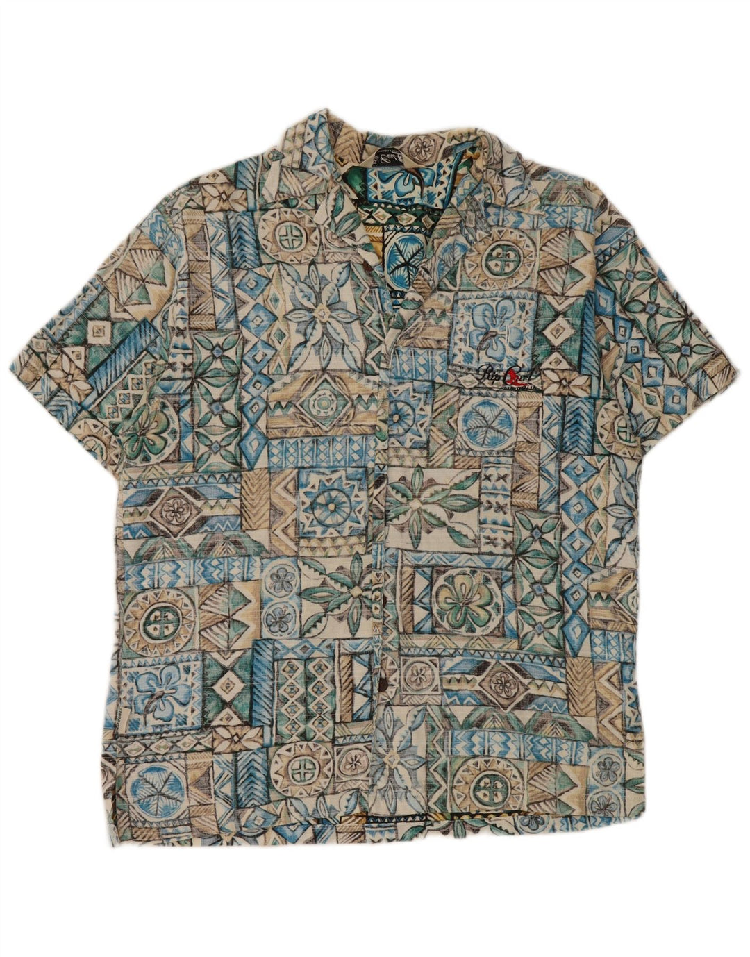 Rip Curl Kortærmet Herreskjorte Medium Blue Patchwork
