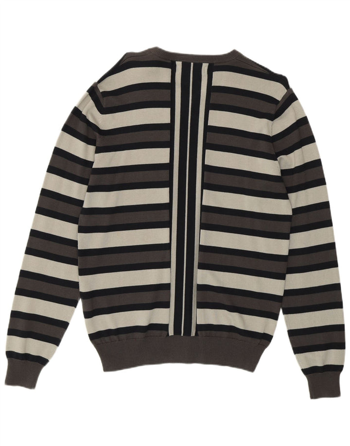 LYLE & SCOTT Herre V-hals sweater mellem grå stribet bomuld