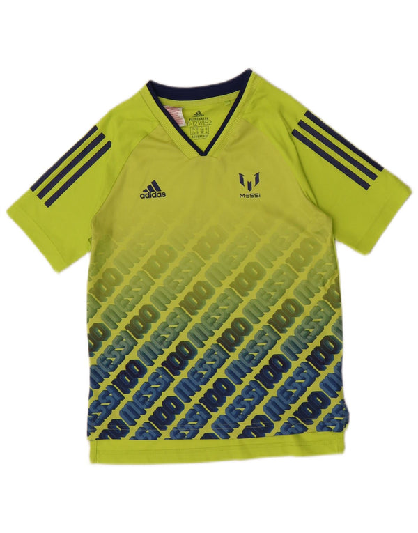 Adidas Boys MESSI Grafisk T-Shirt Top 11-12 År Grøn Polyester