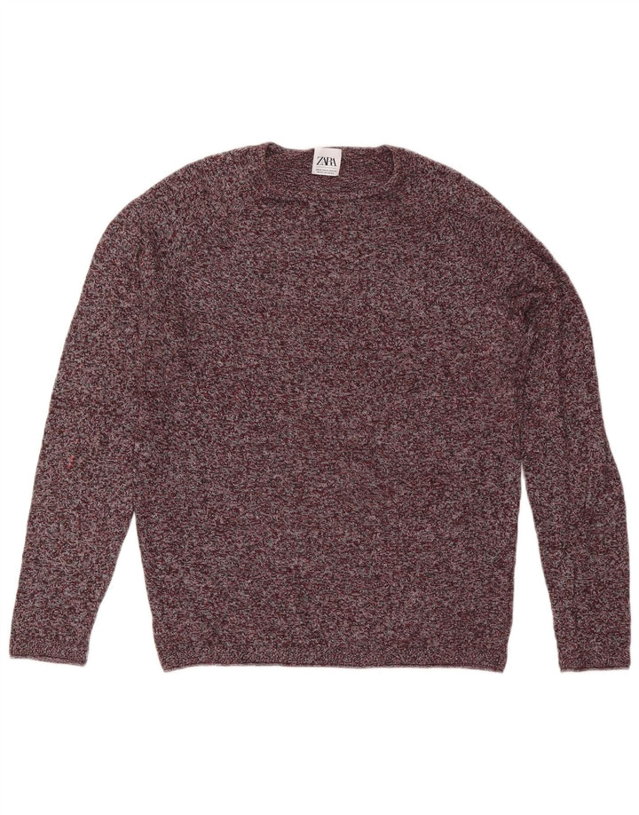 Zara Herre trøjetrøje med rund hals Medium Bourgogne Flecked Bomuld