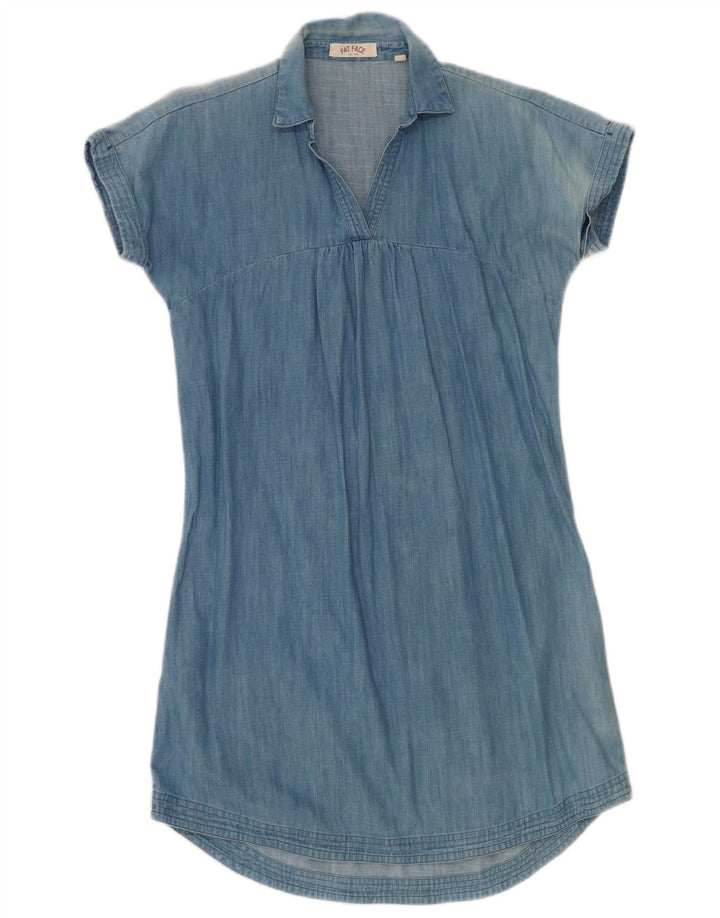 Fat Face Dame Denim Kjole UK 12 Medium Blue Cotton