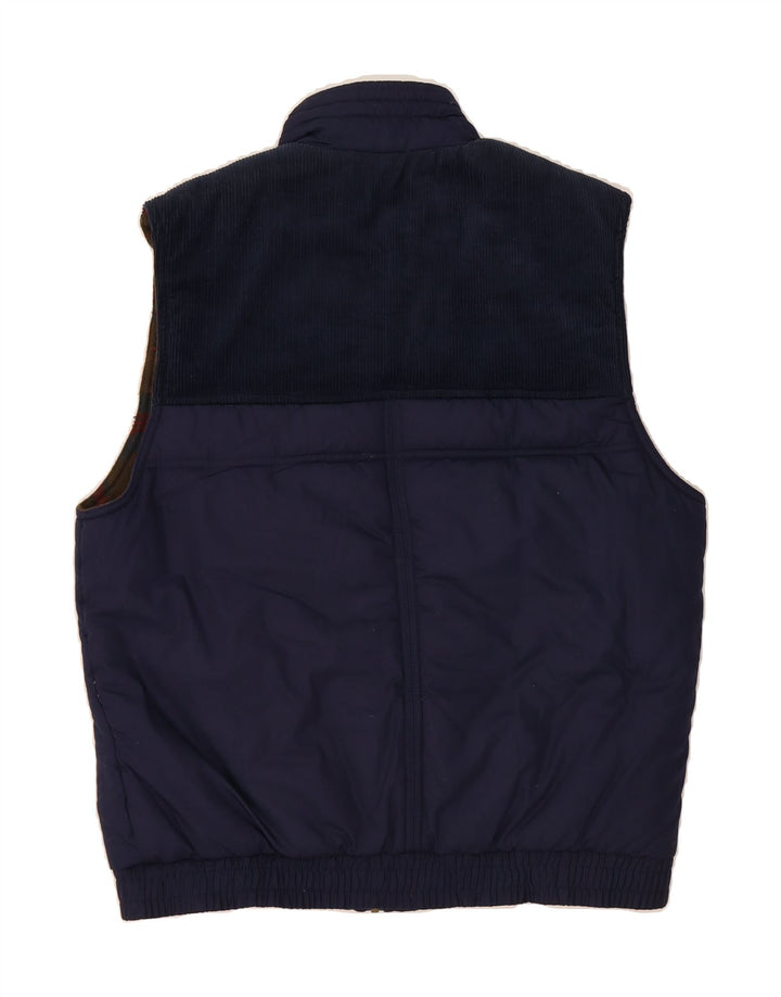 VINTAGE Mens Padded Gilet UK 40 Large Navy Blue Colourblock Polyester Vintage Vintage and Second-Hand Vintage from Messina Hembry 