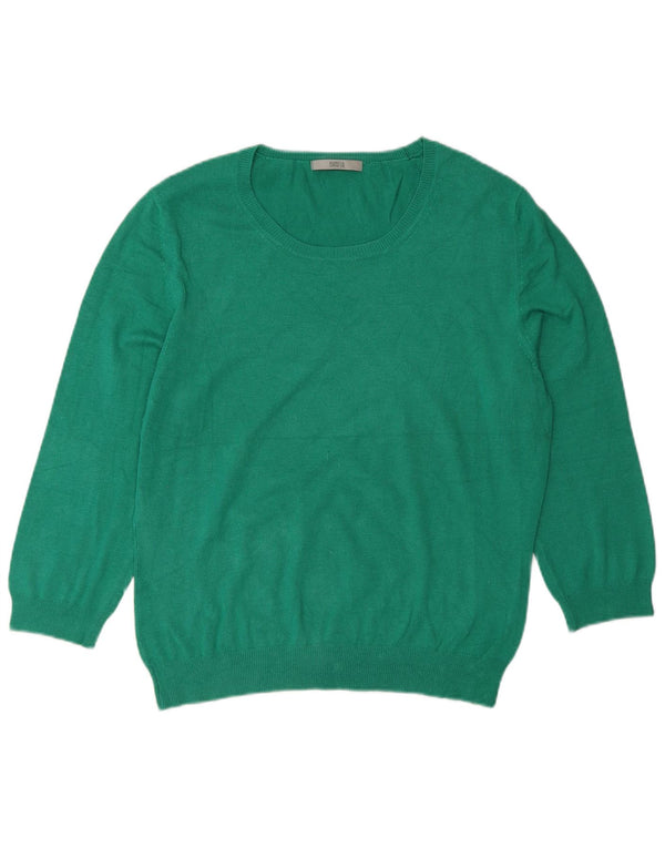Marks & Spencer Dame Boat Neck Jumper Sweater UK 16 Large Green Viscose