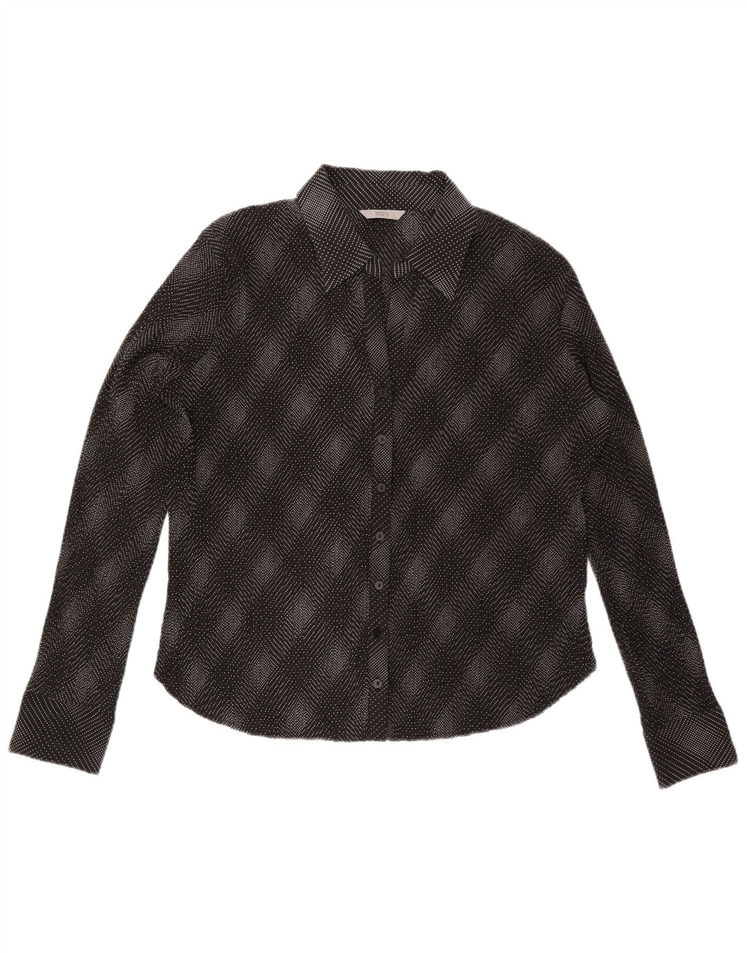 Marks & Spencer skjortebluse til kvinder UK 20 2XL sort ternet polyester