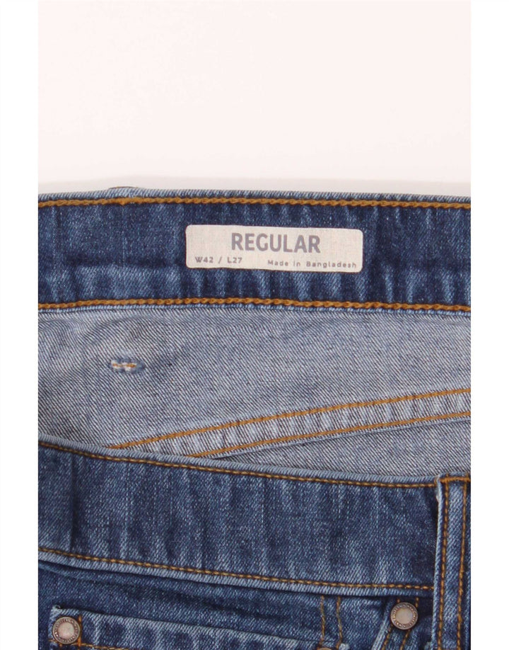 Marks & Spencer Herre Regular Straight Jeans W42 L27 Blå Bomuld