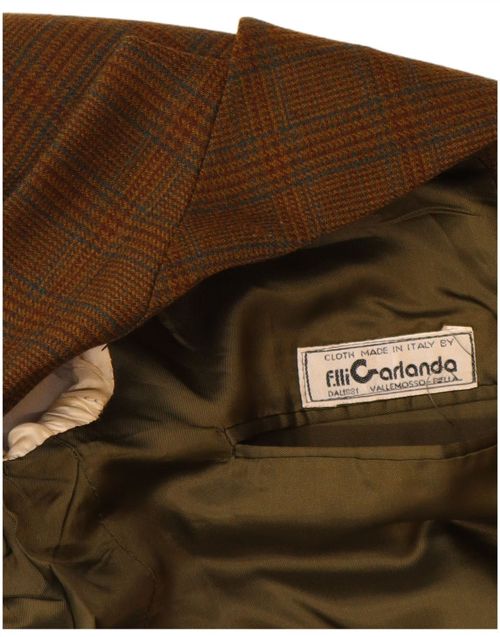 VINTAGE Herre 2-knaps blazerjakke UK 38 Medium Brown Houndstooth