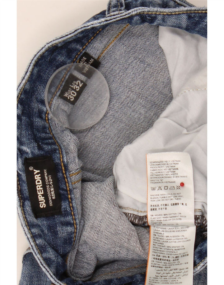 Superdry Dame Distressed Slim Jeans W30 L29 Blå Bomuld