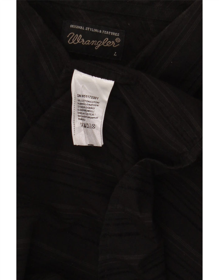 Wrangler herreskjorte stor sortstribet bomuld