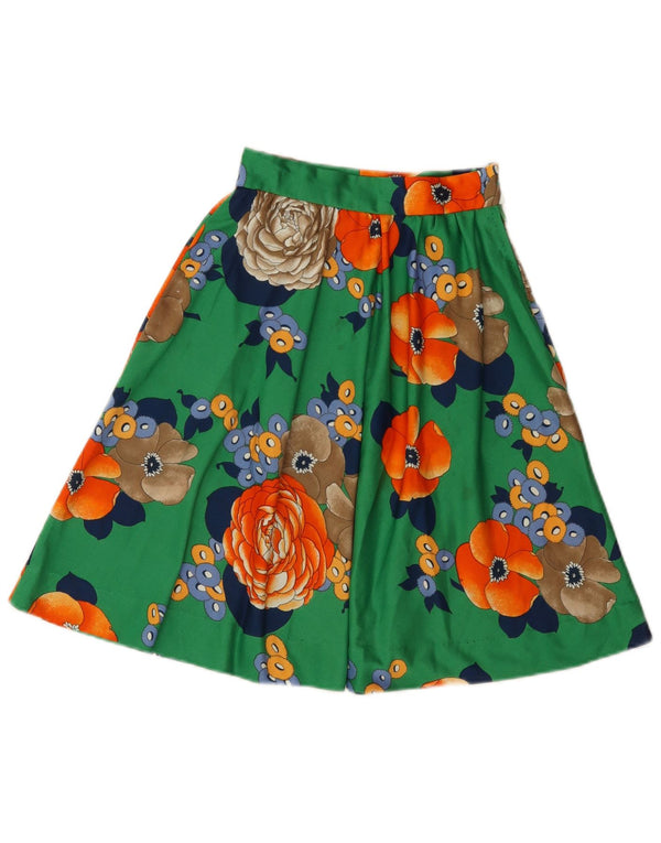 Vintage A-line nederdel til kvinder W22 2XS Grøn blomster