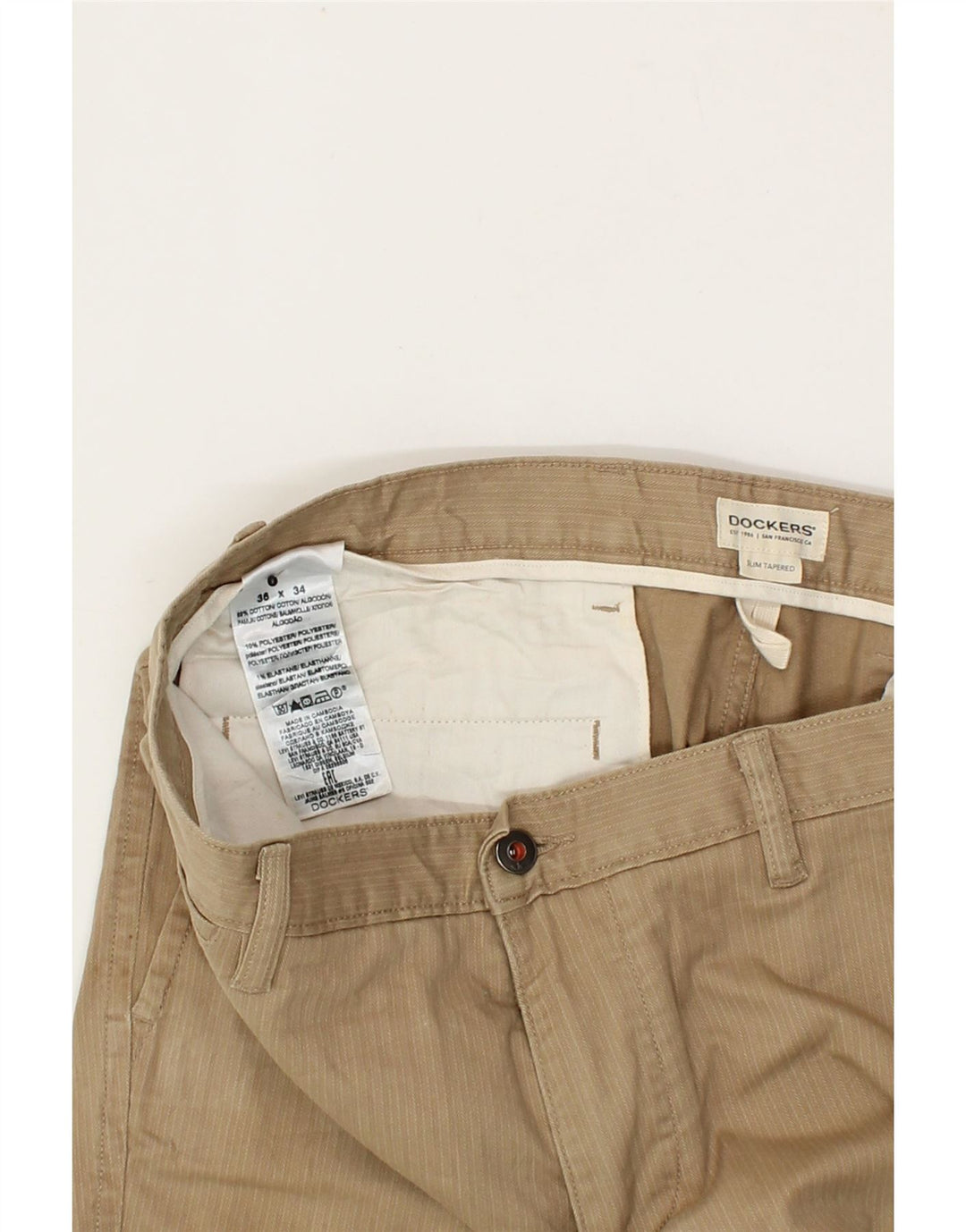DOCKERS Mens Chino Shorts W36 Large Beige Pinstripe Vintage Dockers and Second-Hand Dockers from Messina Hembry 