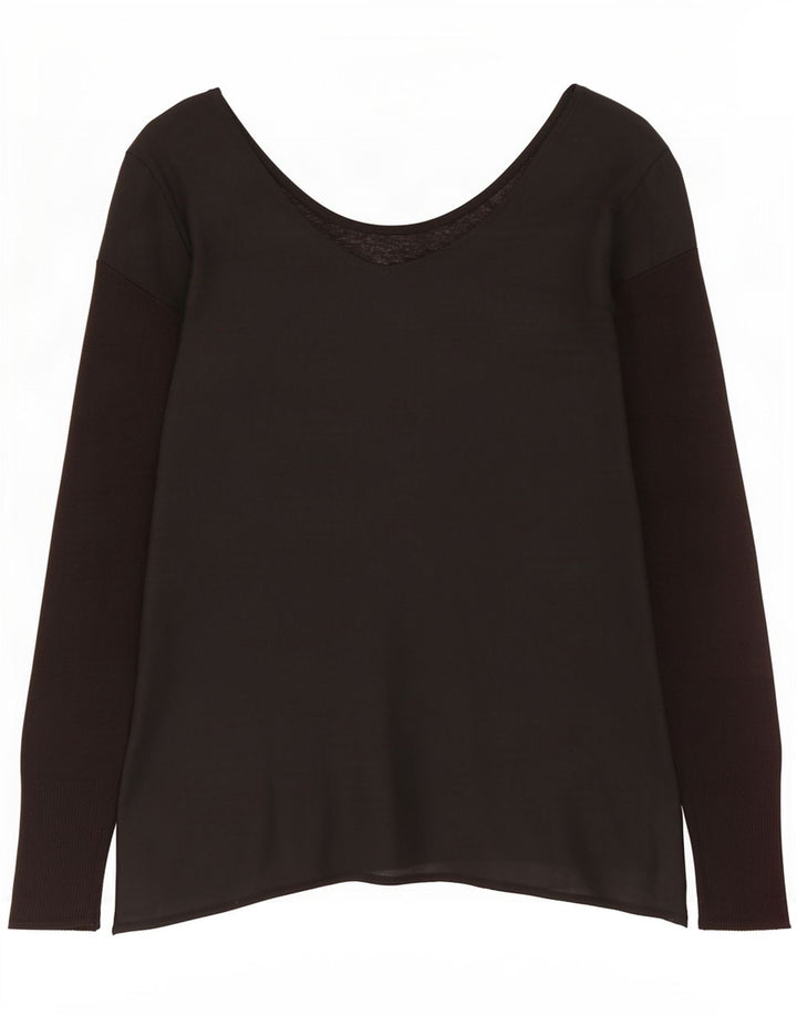 Vintage Dame Top Langærmet UK 12 Medium Sort