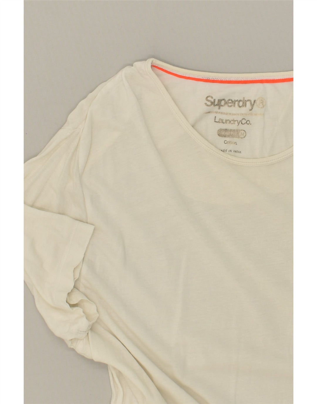 SUPERDRY Womens T-Shirt Dress UK 12 Medium White Cotton | Vintage Superdry | Thrift | Second-Hand Superdry | Used Clothing | Messina Hembry 