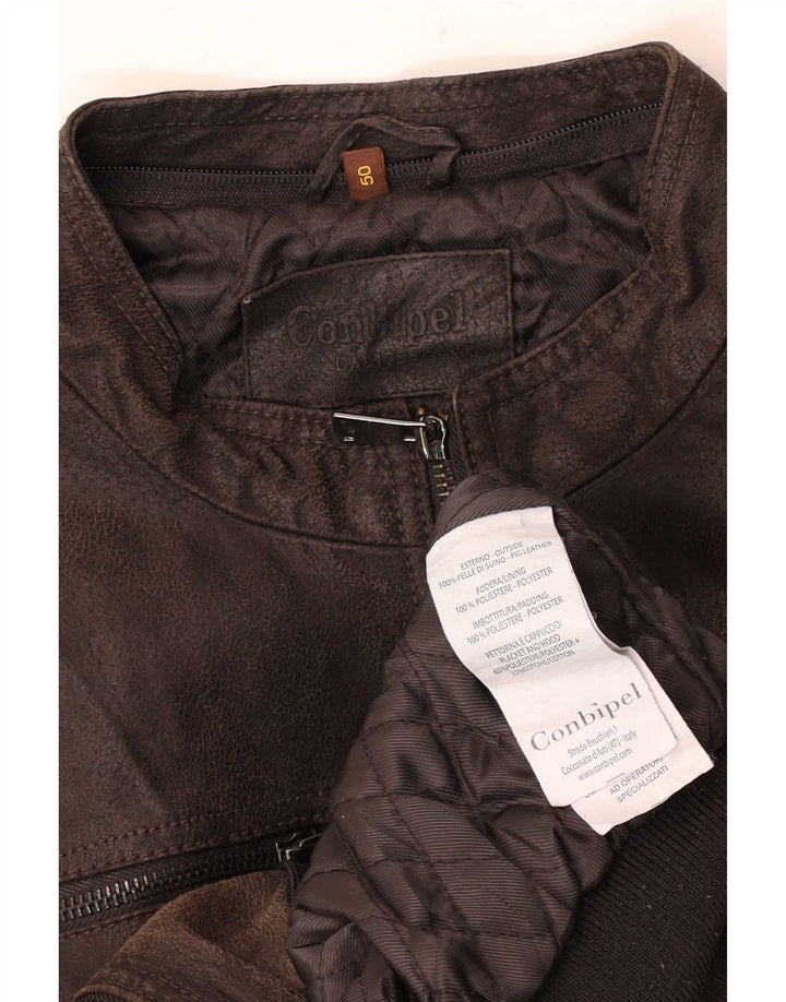 Conbipel Herre Læder Bomber Jacket IT 50 Stor Brun