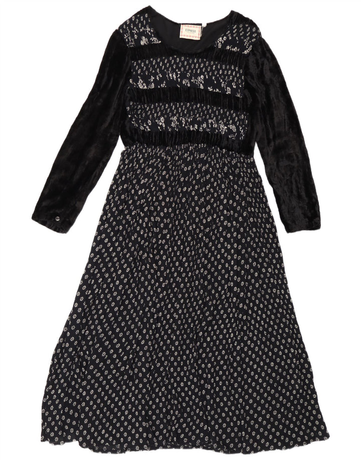 Express Dame Langærmet Maxi Kjole UK 14 Medium Navy Blue Floral