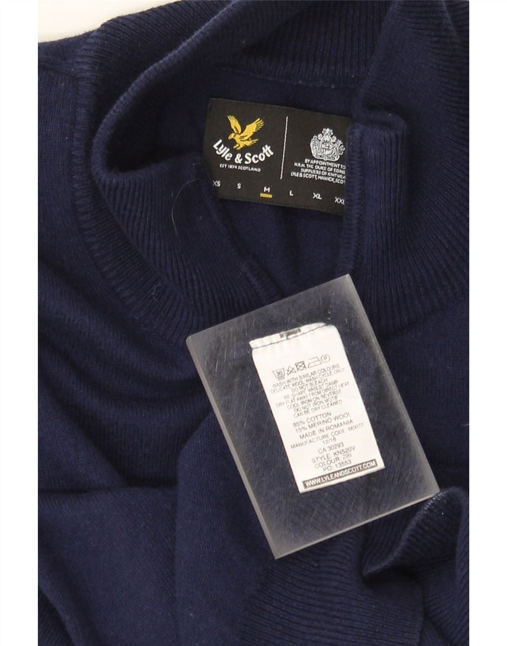 Lyle & Scott Herre sweater med lynlåshals mellem marineblå bomuld