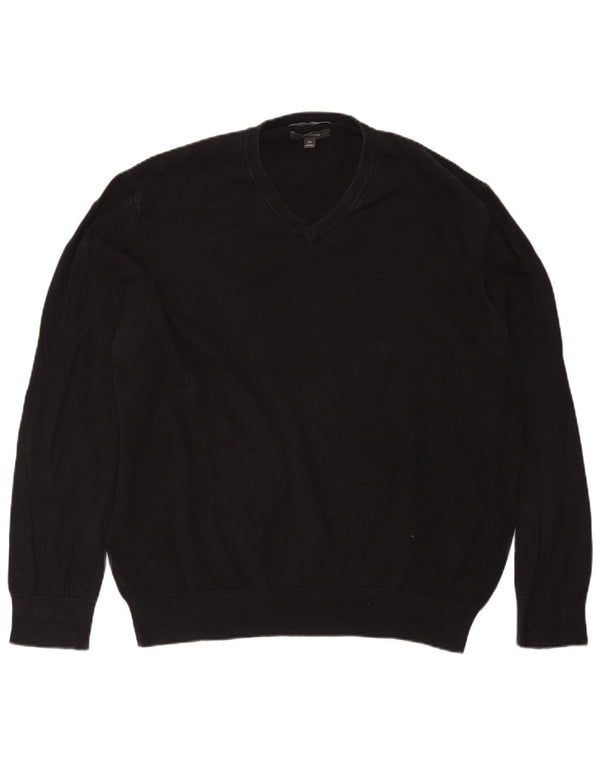 Marks & Spencer Herre V-hals sweater 2XL sort bomuld