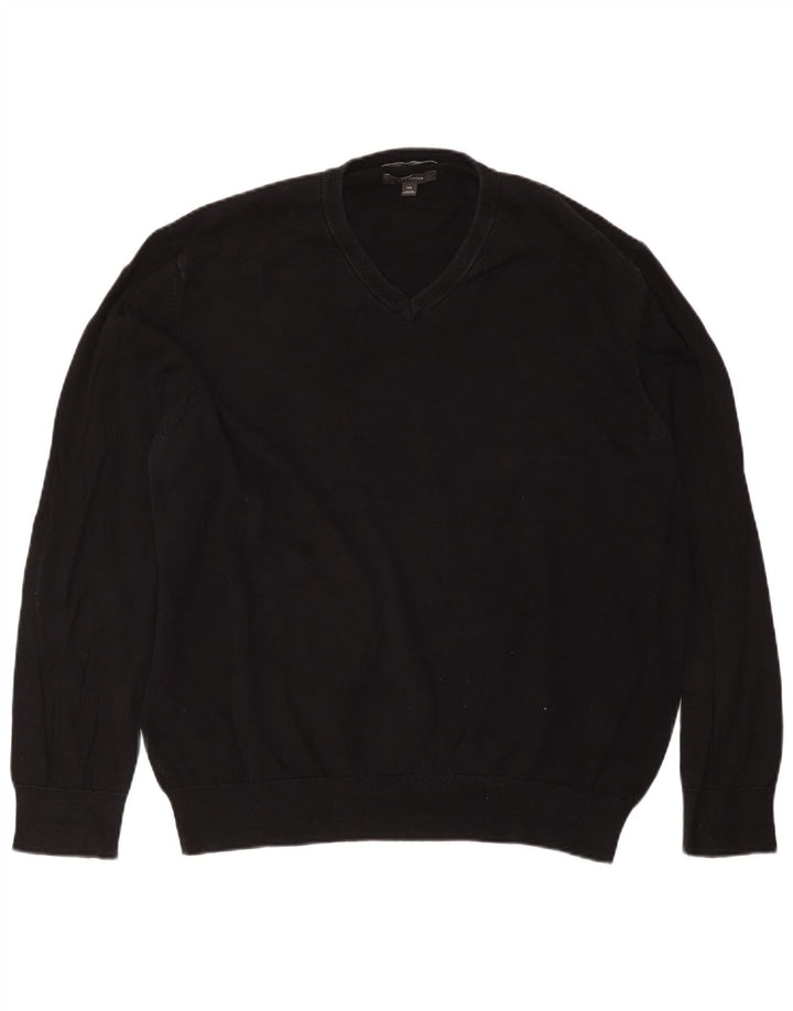 Marks & Spencer Herre V-hals sweater 2XL sort bomuld