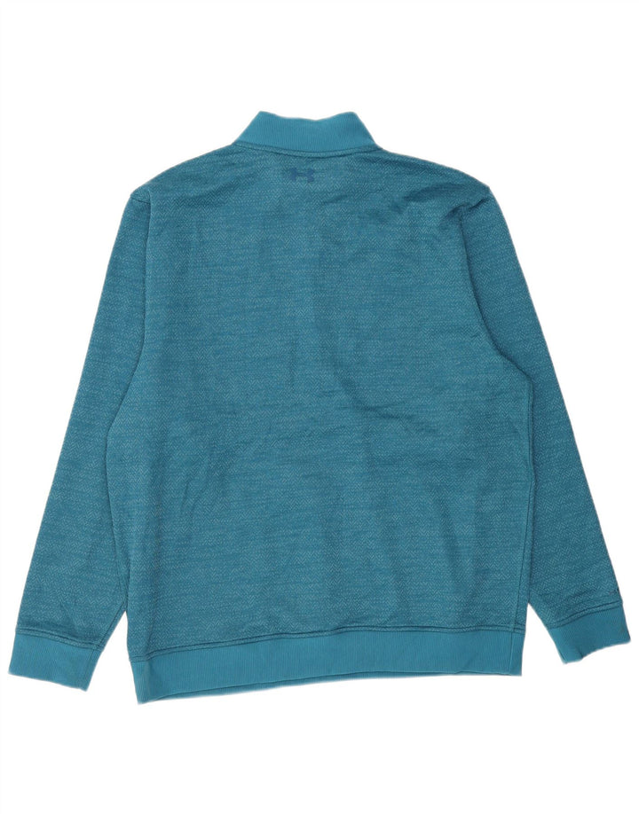 UNDER ARMOUR Mens Cold Gear Zip Neck Sweatshirt Jumper XL Blue Chevron