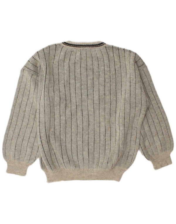Vintage trøje med rund hals til mænd IT 50 Medium Grey Colourblock Uld