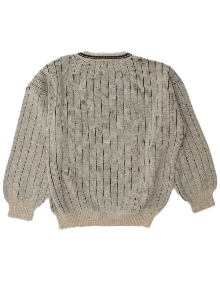 Vintage trøje med rund hals til mænd IT 50 Medium Grey Colourblock Uld
