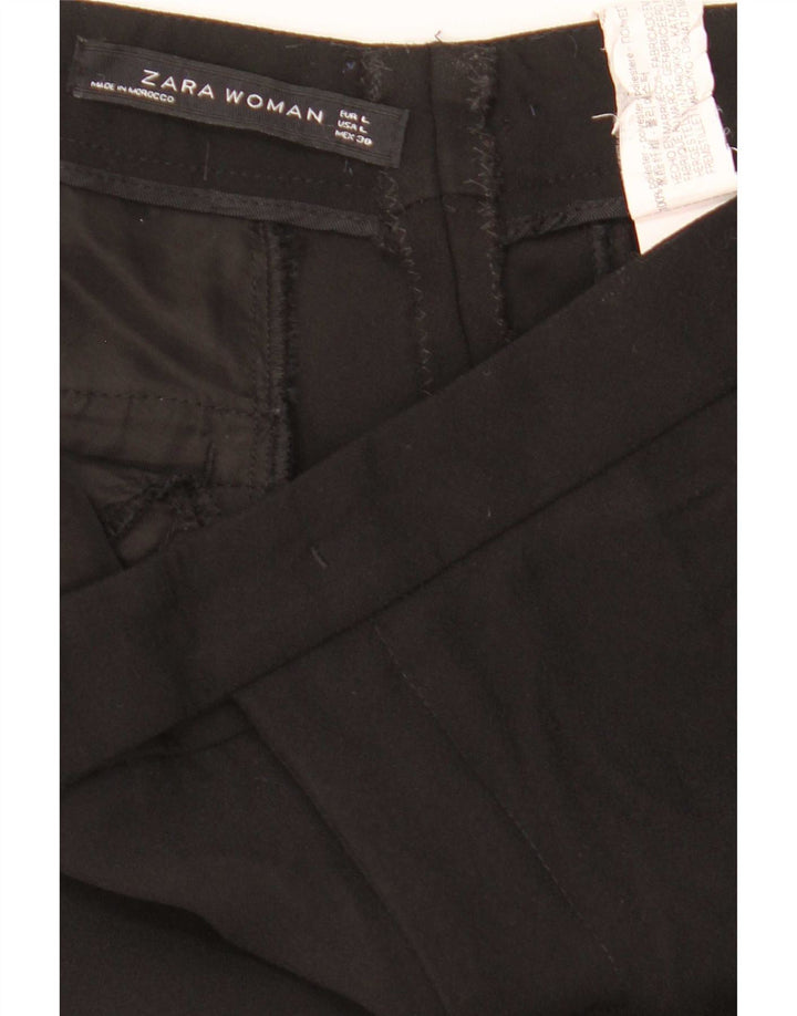 Zara Dame Flare Casual Bukser Large W32 L32 Sort Polyester