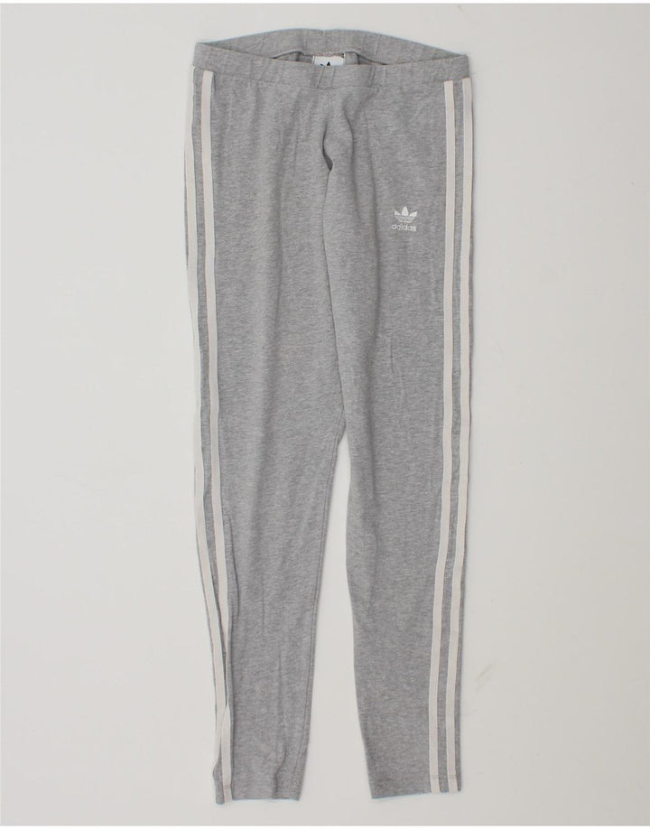 Adidas Dame Leggings UK 10 Små Grå Bomuld