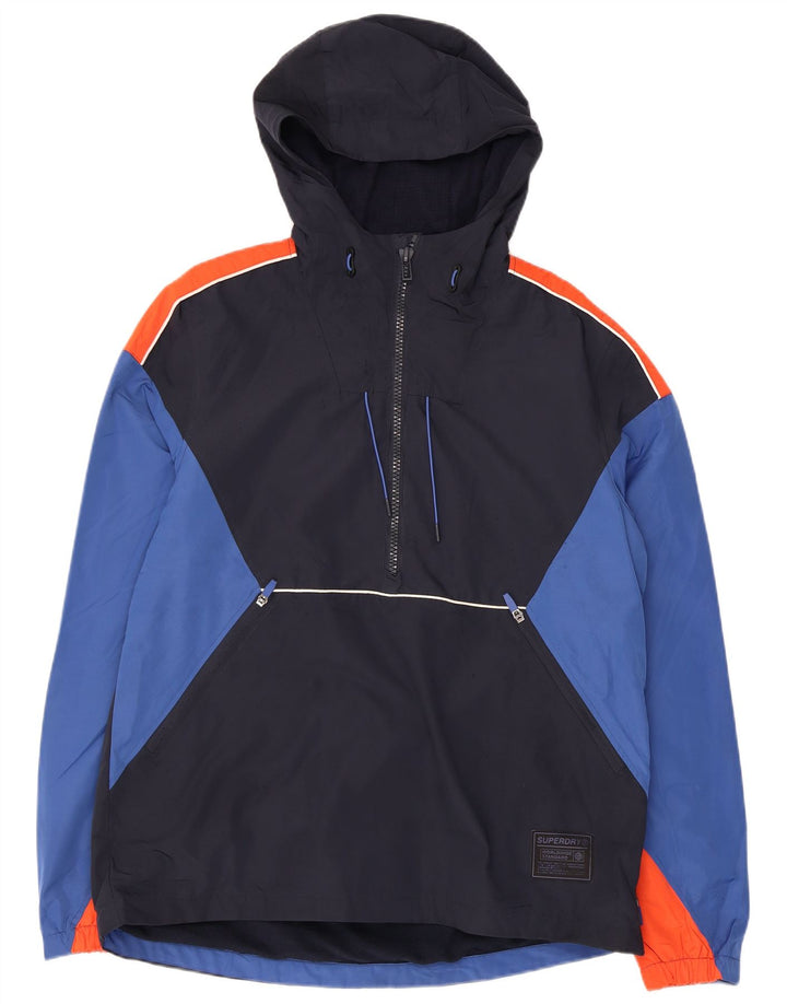 SUPERDRY Herre hættejakke anorak UK 38 Medium Navy Blue Colourblock