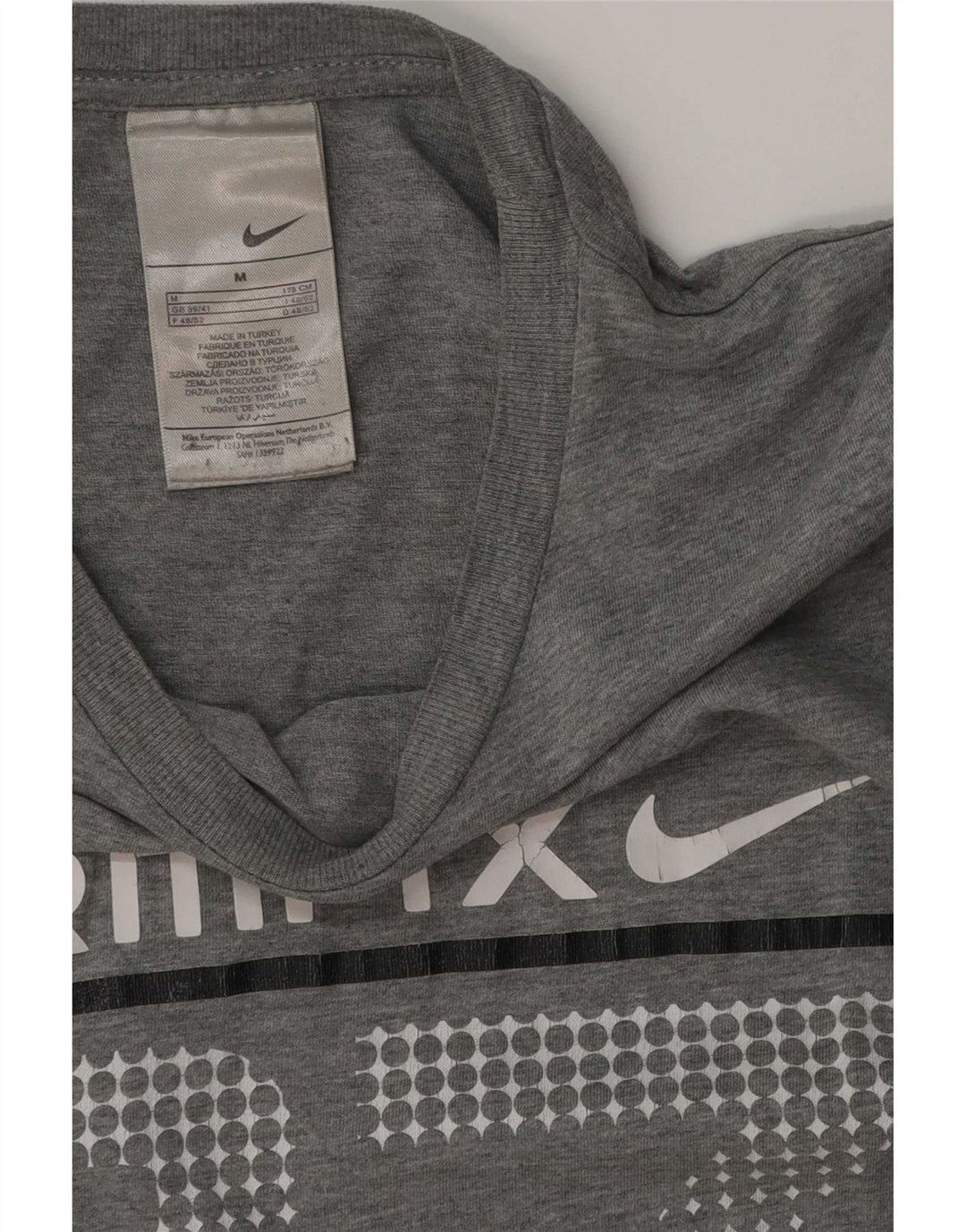 Nike Herre grafisk T-shirt Top UK 39/41 Medium Grey Bomuld