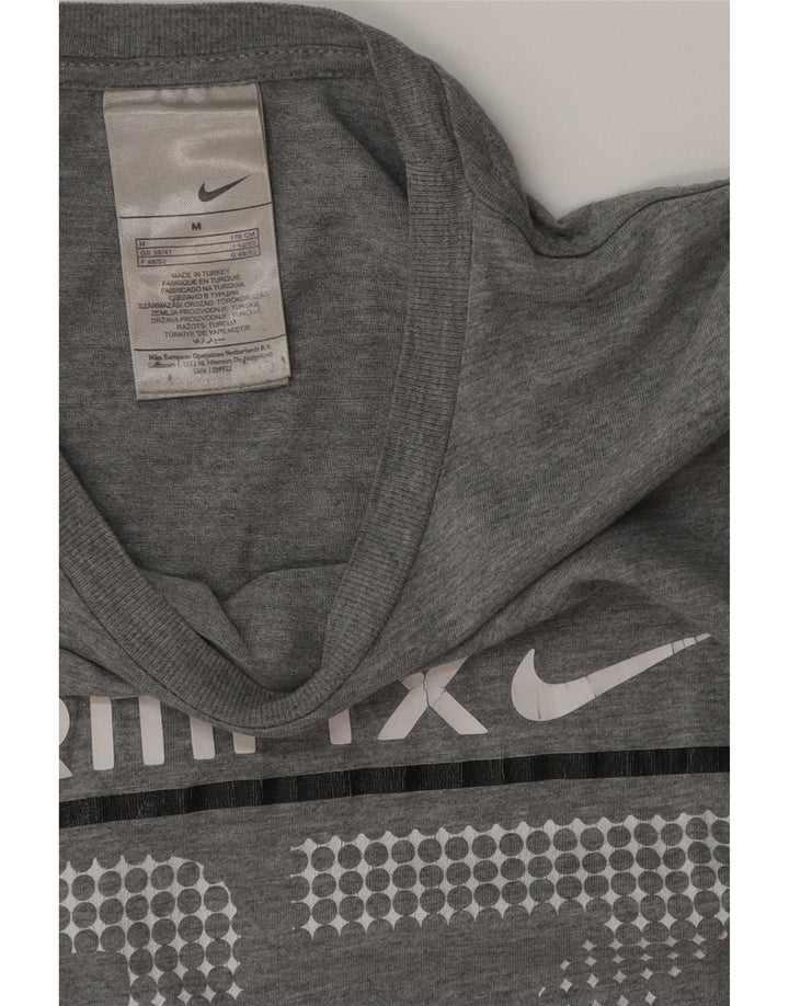 Nike Herre grafisk T-shirt Top UK 39/41 Medium Grey Bomuld