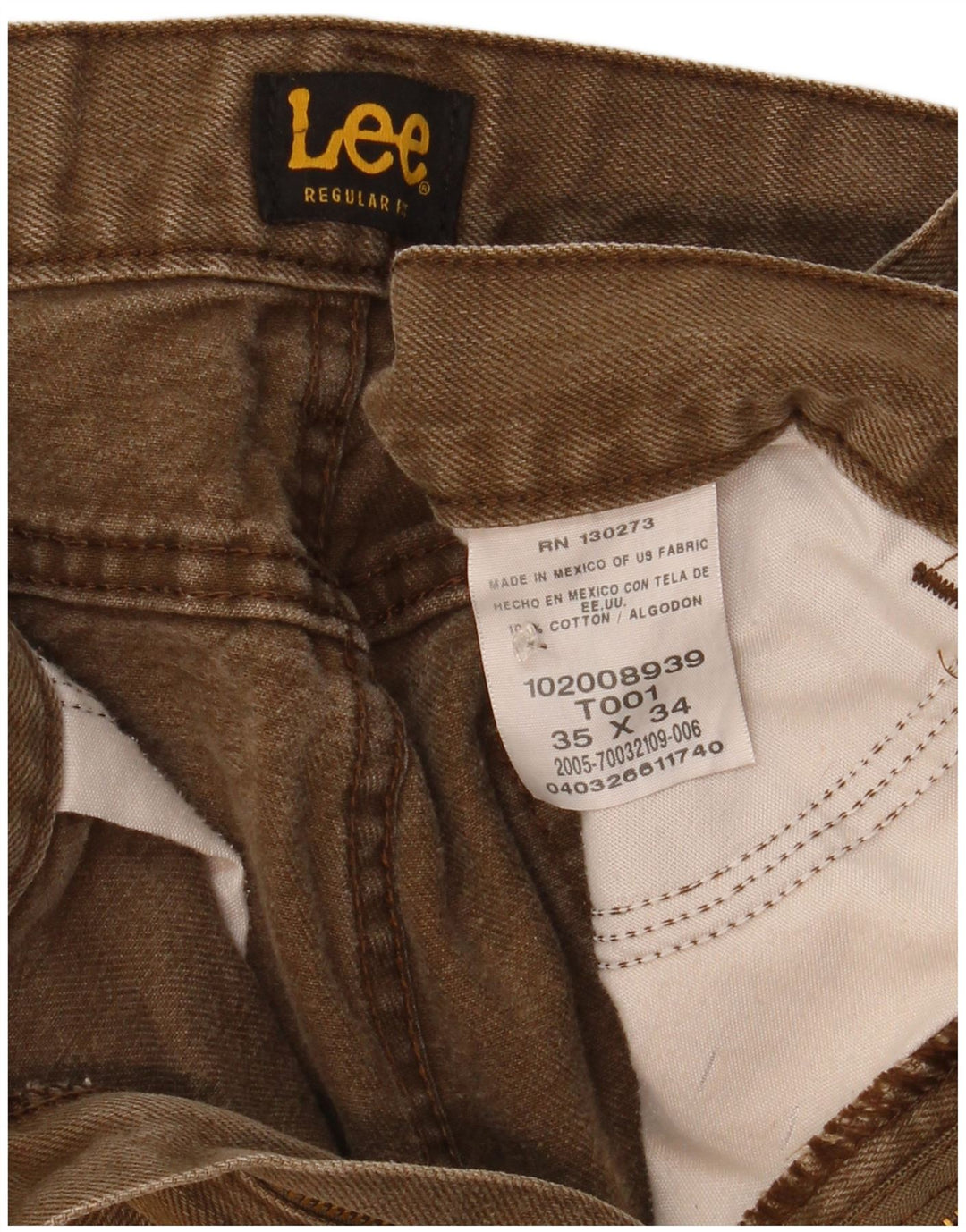 Lee Straight Jeans til mænd W35 L34 Khaki Bomuld