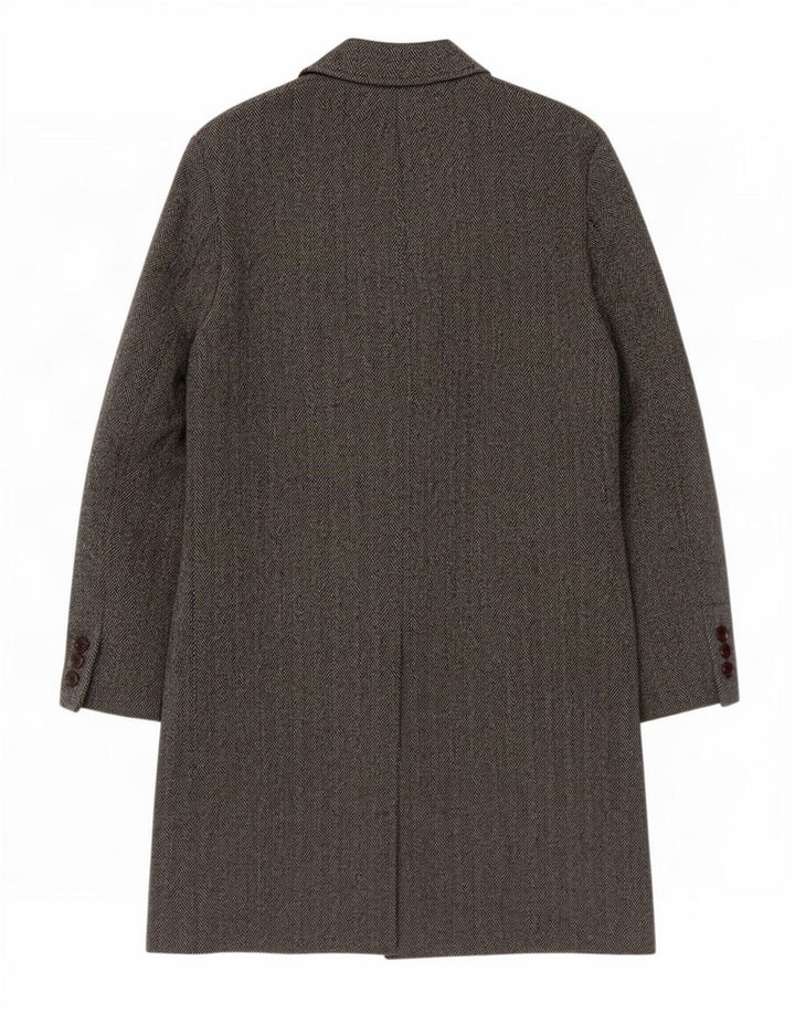 Vintage Herre Overfrakke IT 54 2XL Grå Sildebens Virgin Wool