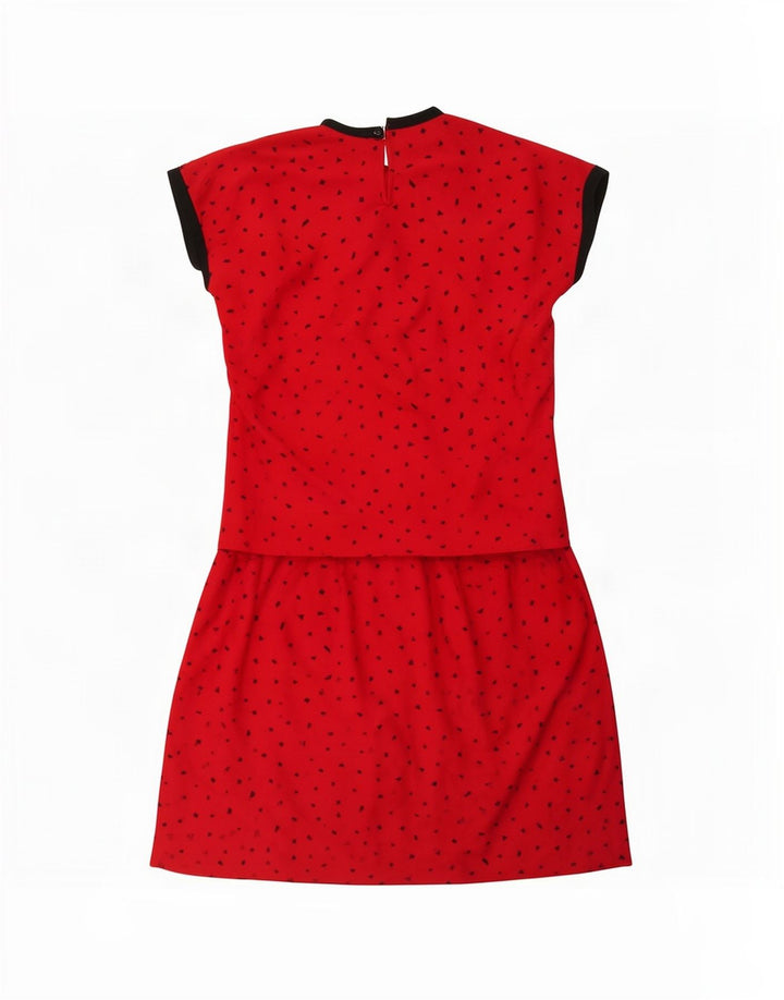 St Michael Womens 2-delt nederdel Sæt UK 10 Small W26 rød plettet polyester