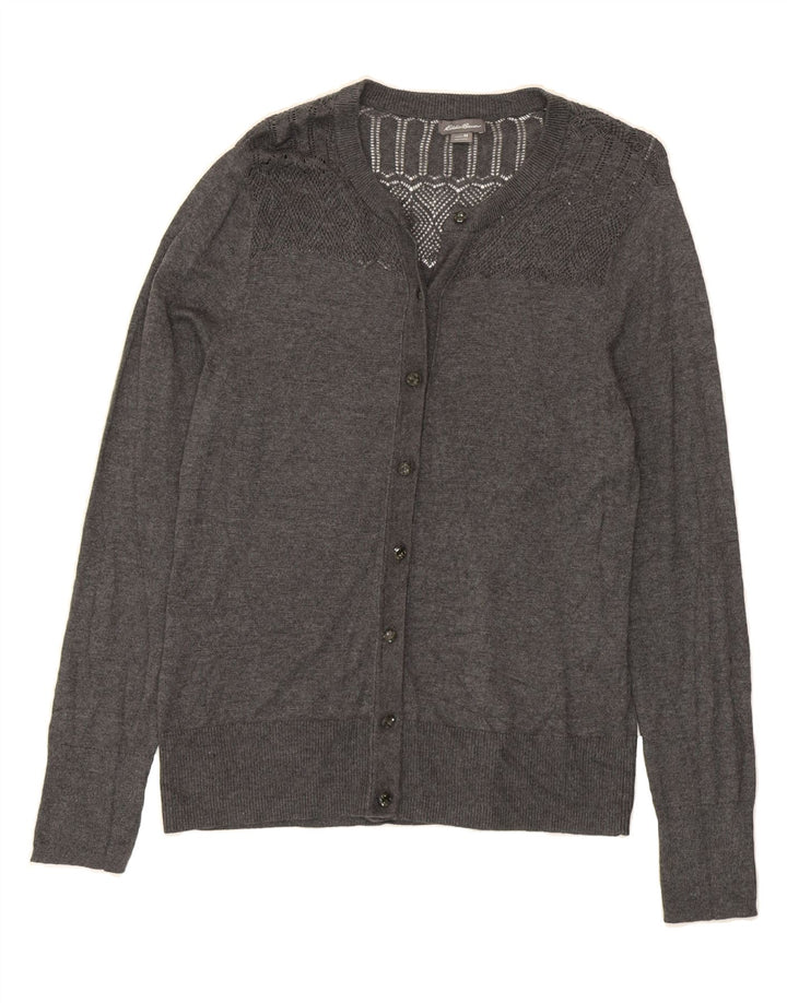 EDDIE BAUER Womens Cardigan Sweater UK 14 Medium Grey Cotton Vintage Eddie Bauer and Second-Hand Eddie Bauer from Messina Hembry 
